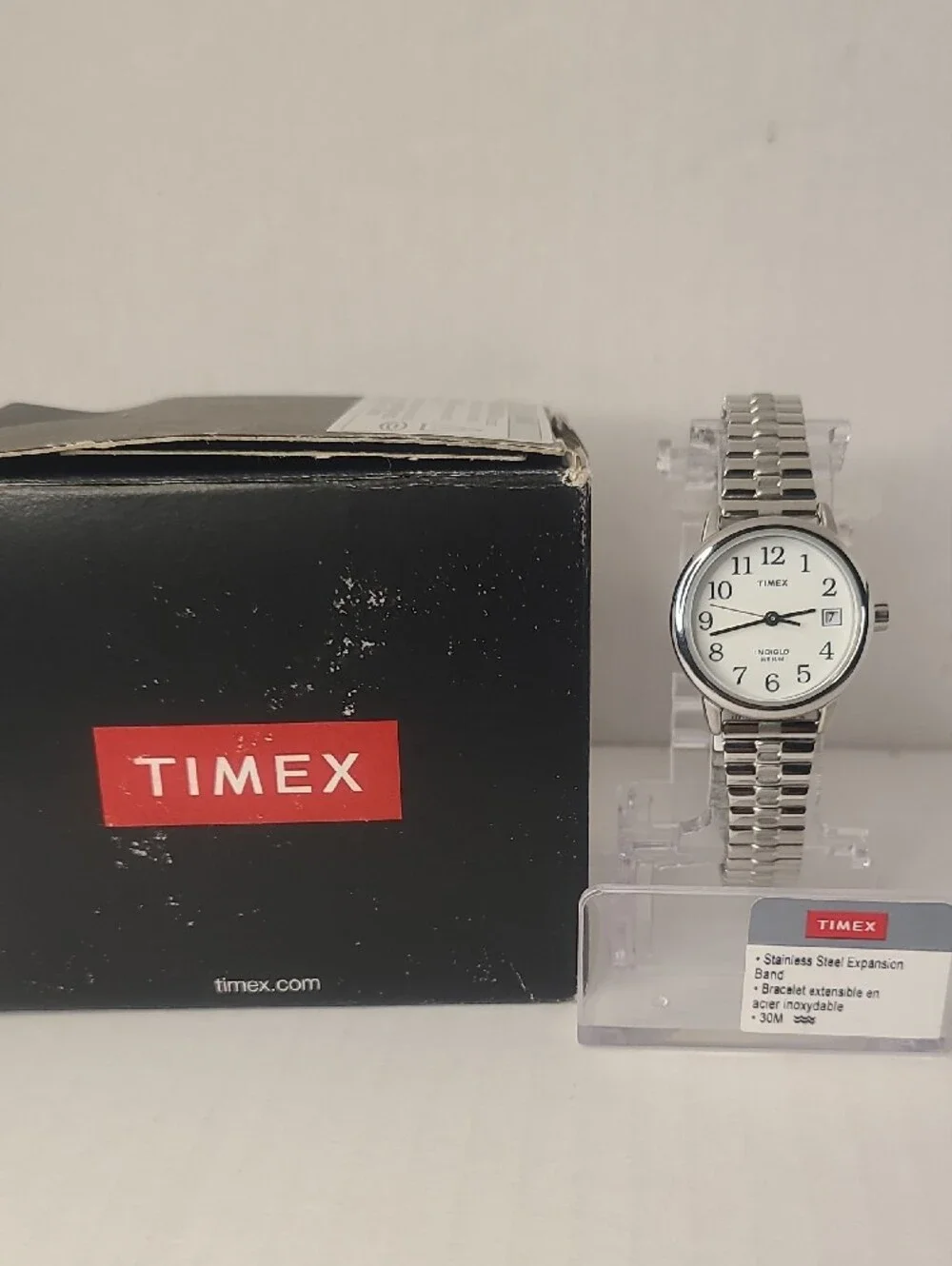 Timex Easy Read Silver Stainless Steel Watch with White Dial
